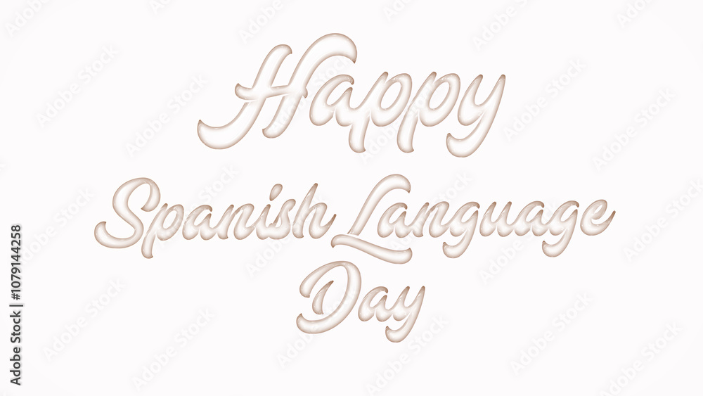 Happy Spanish Language Day with plastic style text effect on white background Happy Spanish Language Day with plastic style text effect on white background