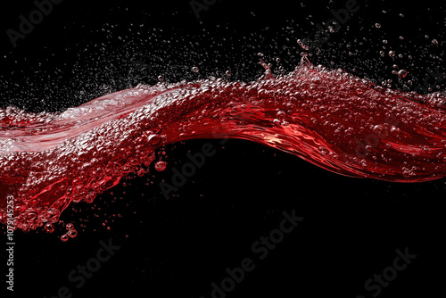 Red Wine Splash On Black Ba...