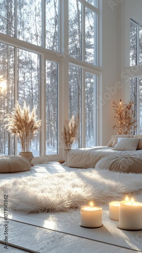 serene bedroom glowing with...