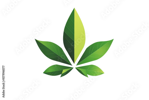 Distinct cannabis leaf logo on isolated emphasizing modern design