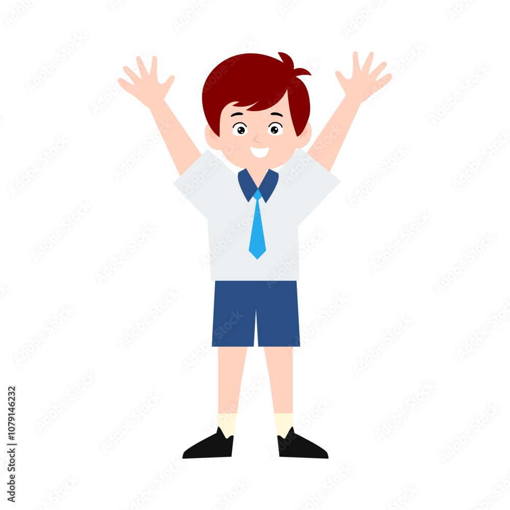 boy different pose activity school isolated on white background, uniform school white blue boy different pose activity school isolated on white background, uniform school white blue