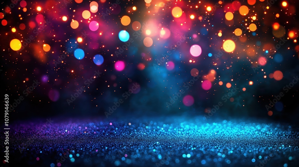 Colorful background with many small dots of light. The background is blue and purple Colorful background with many small dots of light. The background is blue and purple