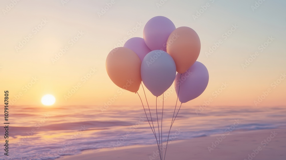 Fototapeta premium The Colorful Balloons at Sunset