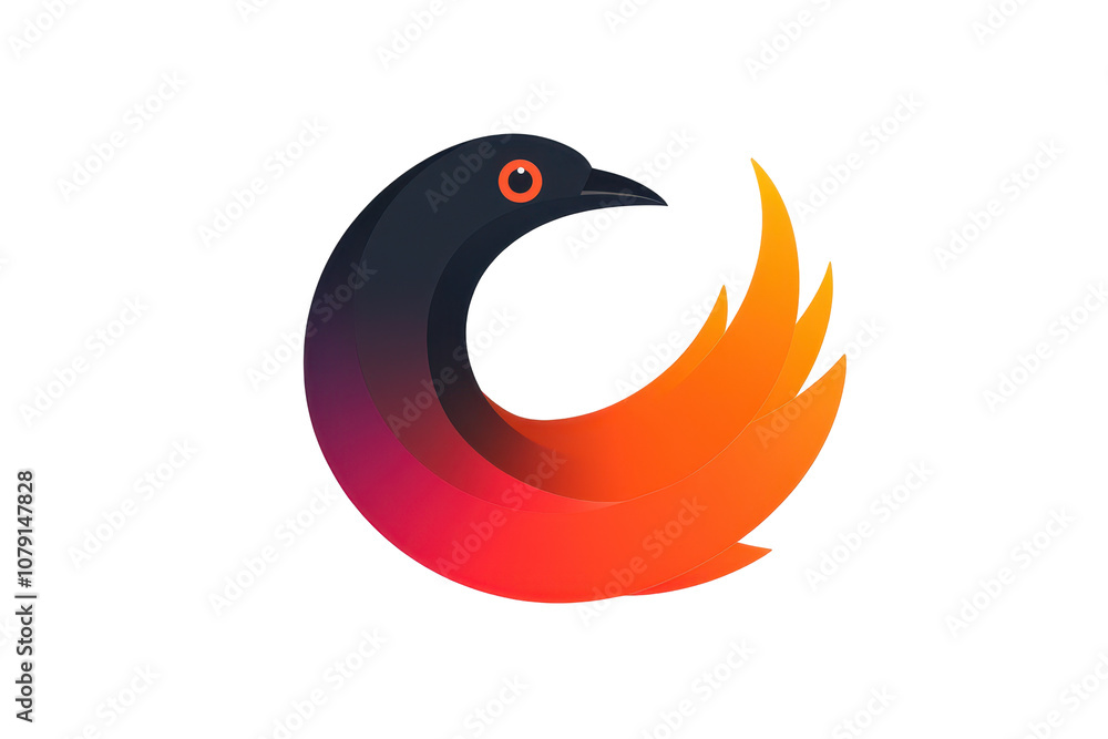 Stylized raven logo with vibrant colors representing a bird mascot design Stylized raven logo with vibrant colors representing a bird mascot design