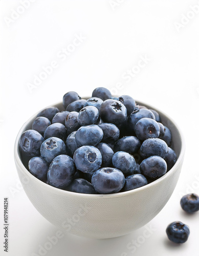 Fresh Blueberries in a White Bowl