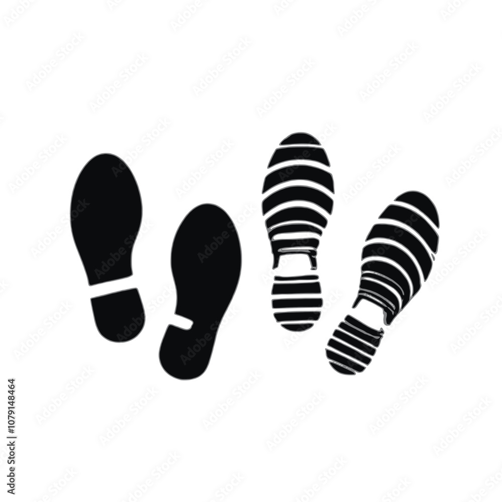 Silhouettes of shoe prints on a white background Silhouettes of shoe prints on a white background