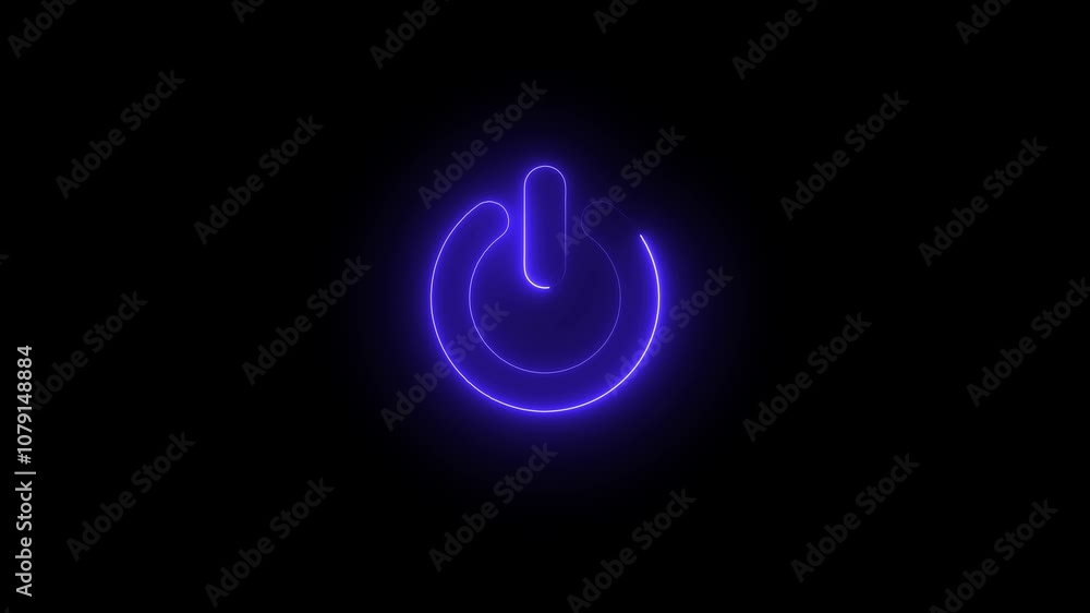 Neon glowing power button icon animated on a black background. Glowing neon power icon sign animation. Neon power reset button sign animation.
Neon glowing power button icon animated on a black background. Glowing neon power icon sign animation. Neon power reset button sign animation.