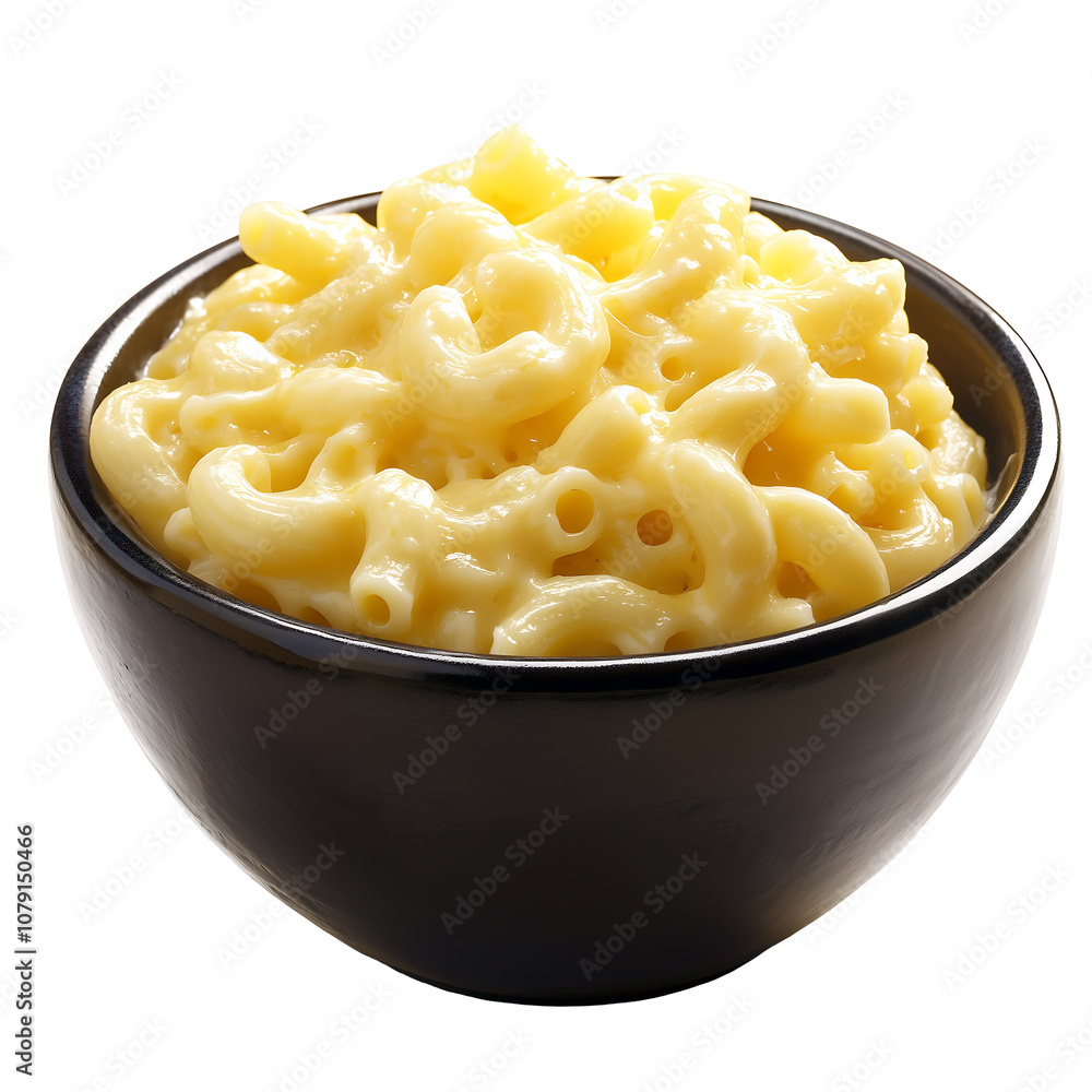Creamy macaroni and cheese served in a black bowl, perfect for comfort food lovers. Isolated on transparent white background, png Creamy macaroni and cheese served in a black bowl, perfect for comfort food lovers. Isolated on transparent white background, png