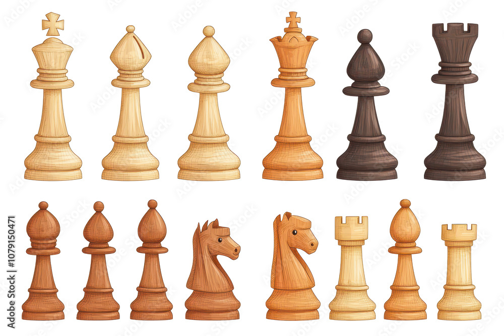 Chess pieces arranged in disorder  showcasing vibrant details