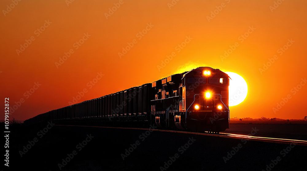 Train on a Track - ..A lone train speeds down a winding track, framed by the fading orange and pink hues of the Train on a Track - ..A lone train speeds down a winding track, framed by the fading orange and pink hues of the