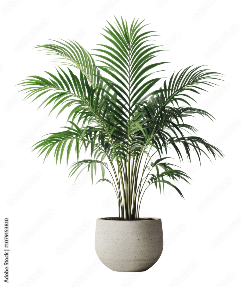 Obraz premium PNG Lush indoor palm plant in a modern pot