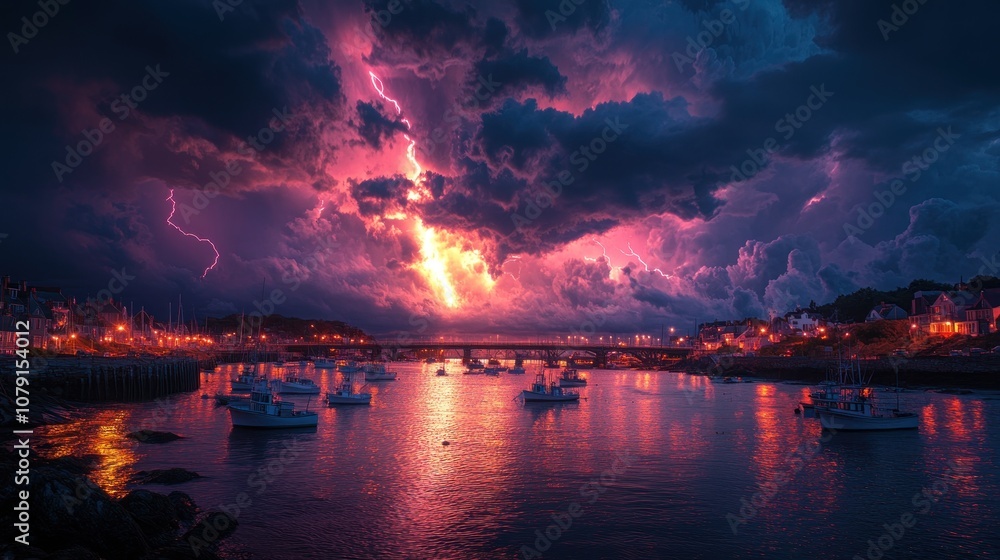 Boats Docked at a Harbor During a Thunderstorm Boats Docked at a Harbor During a Thunderstorm
