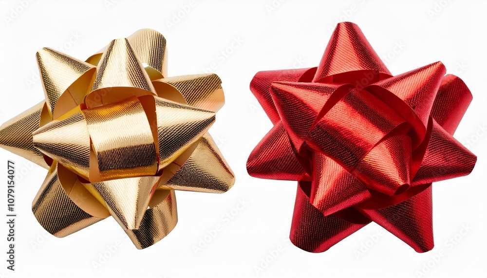 Set of red and golden bows isolated on transparent background. Paper tied bow for design. Set of red and golden bows isolated on transparent background. Paper tied bow for design.
