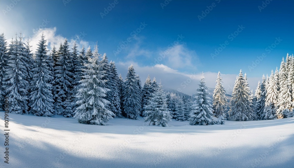 Winter background landscape with fir trees and pines in snow Winter background landscape with fir trees and pines in snow