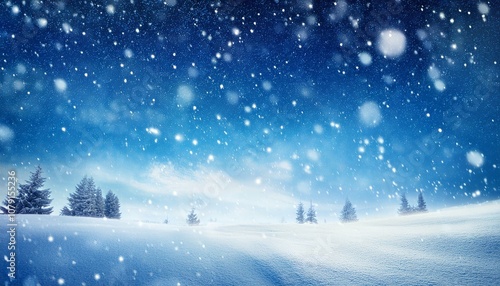 Wallpaper Mural Winter christmas sky with falling snow Torontodigital.ca