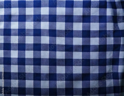 checkered navy blue and white gingham style tablecloth fabric texture plaid pattern background wallpaper