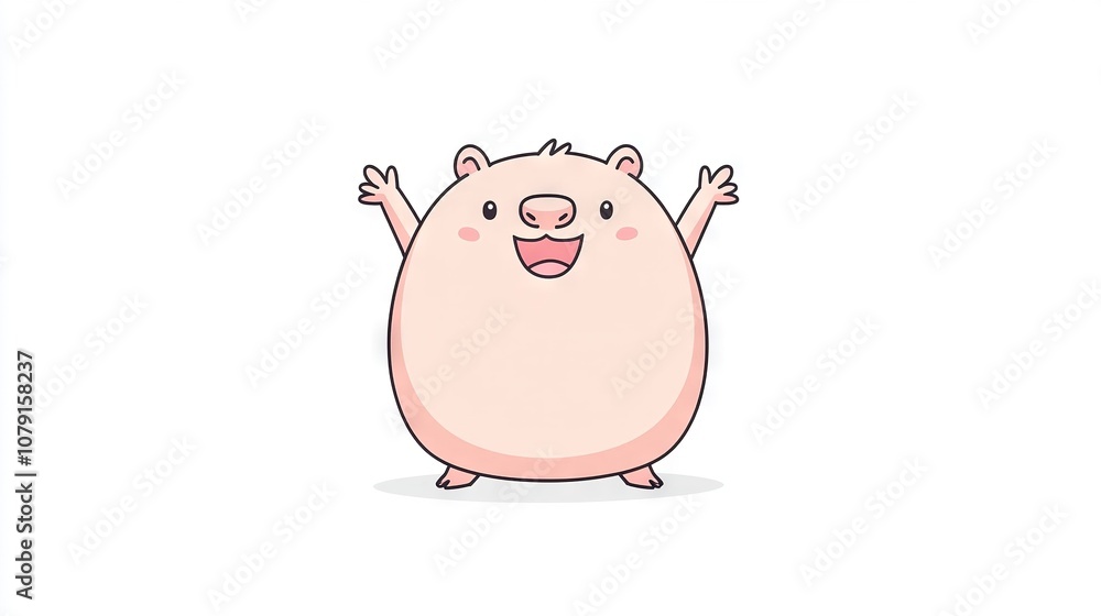 A cartoon pig with arms raised, closed eyes, and hands in the air A cartoon pig with arms raised, closed eyes, and hands in the air