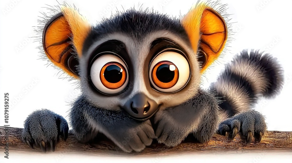 A zoomed-in image of a tiny creature perched on a twig, with large, astonished eyes staring straight at the camera A zoomed-in image of a tiny creature perched on a twig, with large, astonished eyes staring straight at the camera