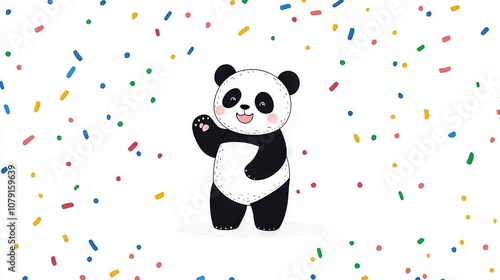  A pandamonium of colorful sprinkles surrounds the majestic panda perched regally atop the canvas photo