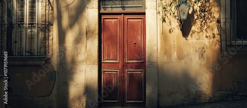 Close up view of weathered old doors nestled in charming historical streets showcasing architectural heritage photo