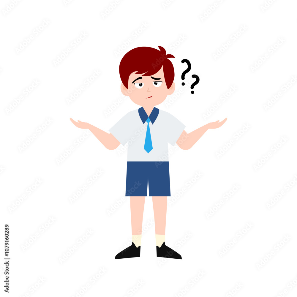 boy different pose activity school isolated on white background, uniform school white blue boy different pose activity school isolated on white background, uniform school white blue