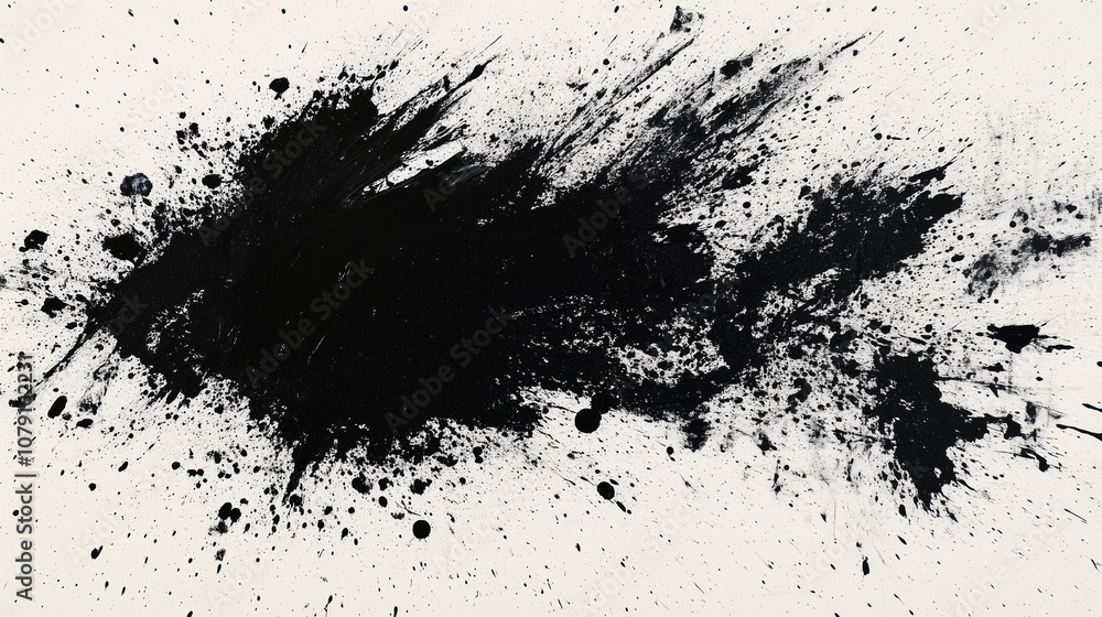 Dynamic black ink splatter on white background showcasing abstract art and expressive creative design Dynamic black ink splatter on white background showcasing abstract art and expressive creative design