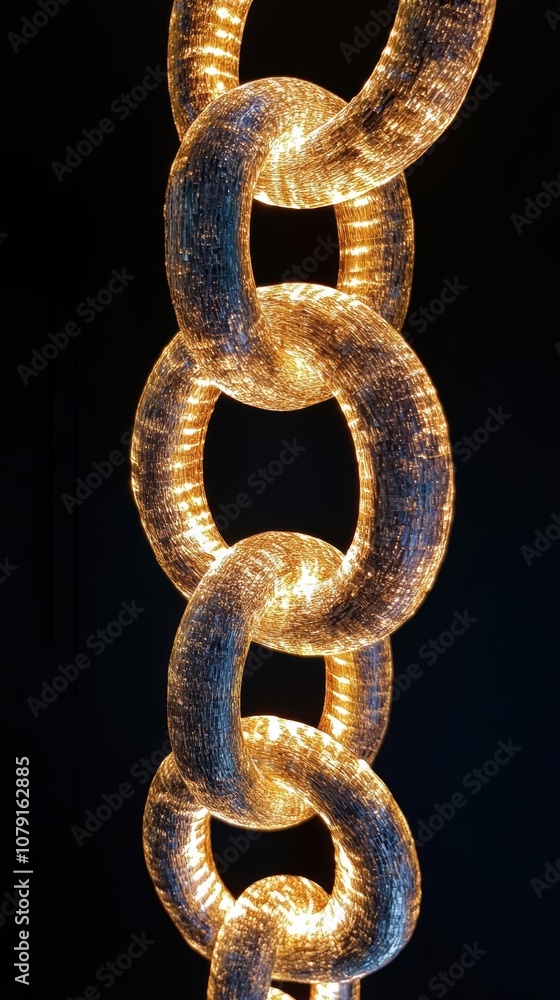 Chain made of glowing links, symbolizing unity and strength through connection Chain made of glowing links, symbolizing unity and strength through connection