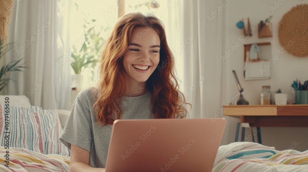 The Smiling Woman with Laptop The Smiling Woman with Laptop