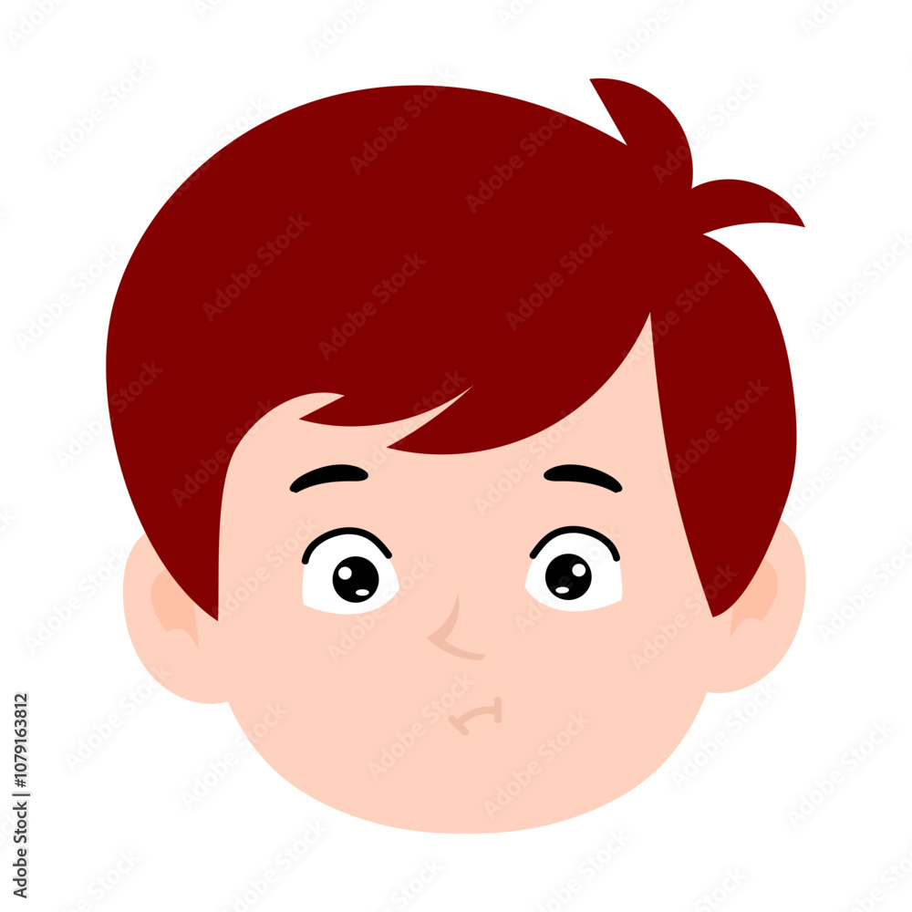 boy red color avatar cartoon emoticon, expression face boy red color avatar cartoon emoticon, expression face