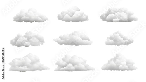 white clouds isolated on white background or white