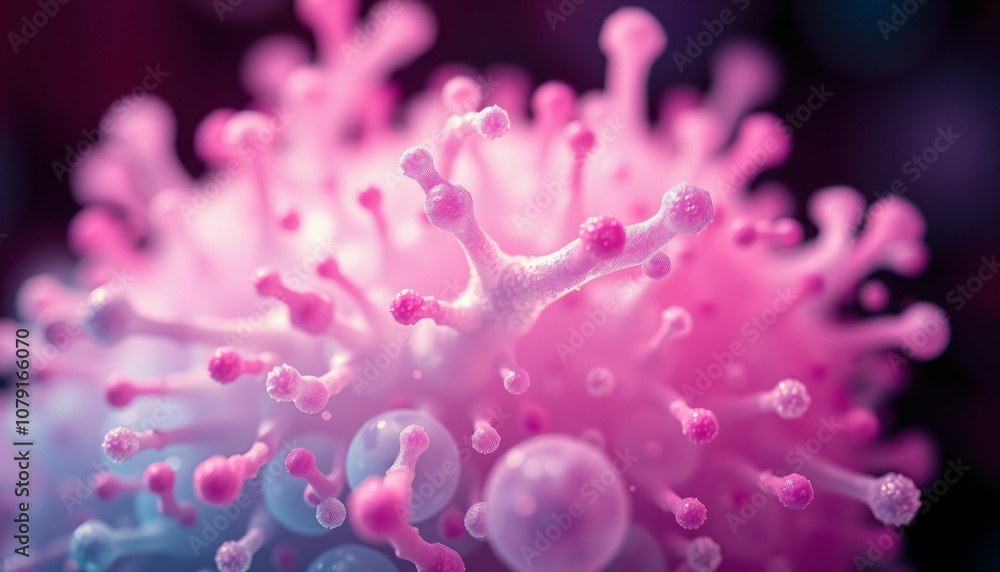 Colorful Illustration of a Virus in a Microscopic World Generative AI Colorful Illustration of a Virus in a Microscopic World Generative AI