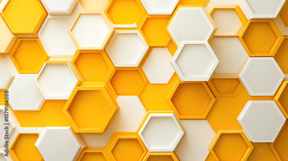 Modern hexagon honeycomb wallpaper in yellow and white, ideal for brightening up living rooms, offices, or hallways with a cheerful, geometric pattern. Modern hexagon honeycomb wallpaper in yellow and white, ideal for brightening up living rooms, offices, or hallways with a cheerful, geometric pattern.