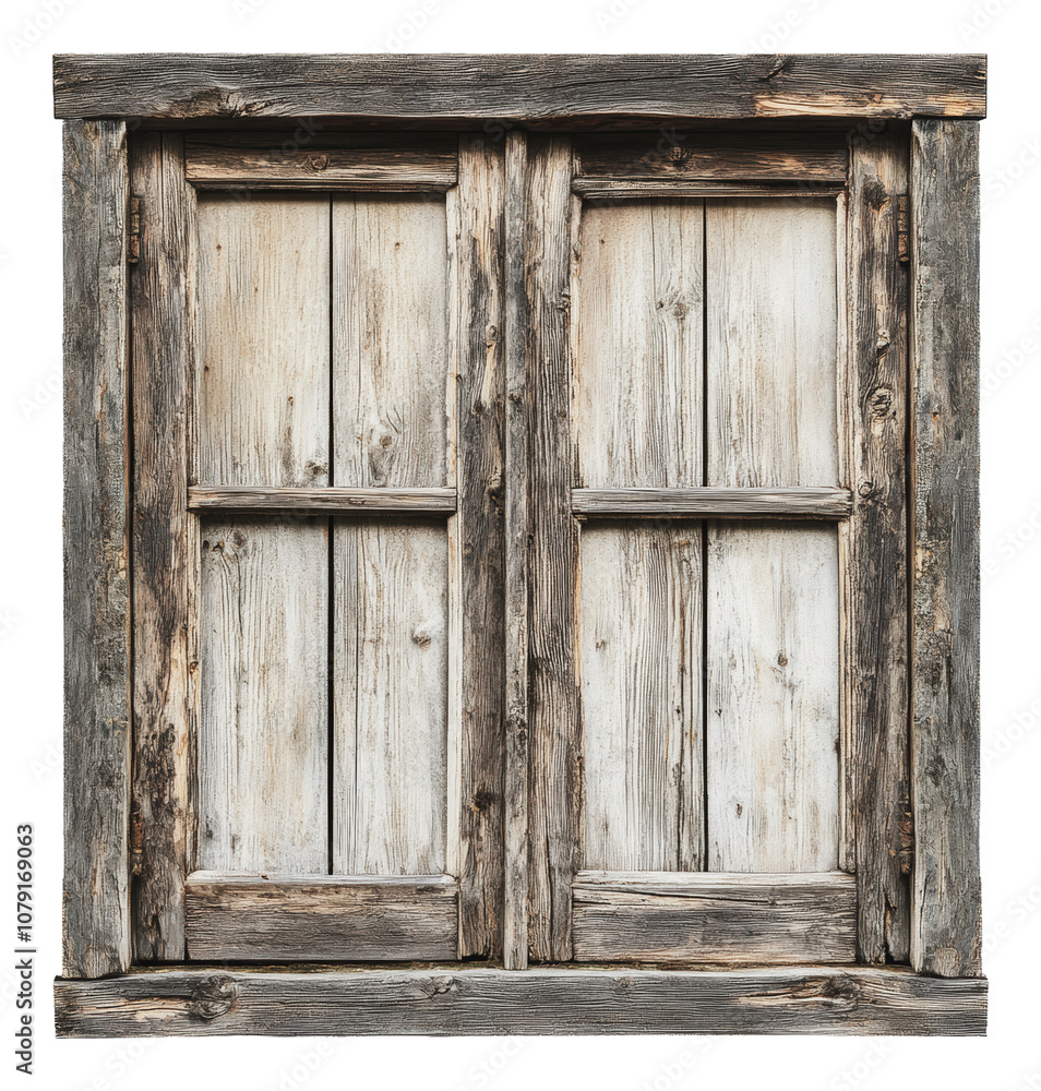 PNG Rustic wooden window frame with weathered patina PNG Rustic wooden window frame with weathered patina