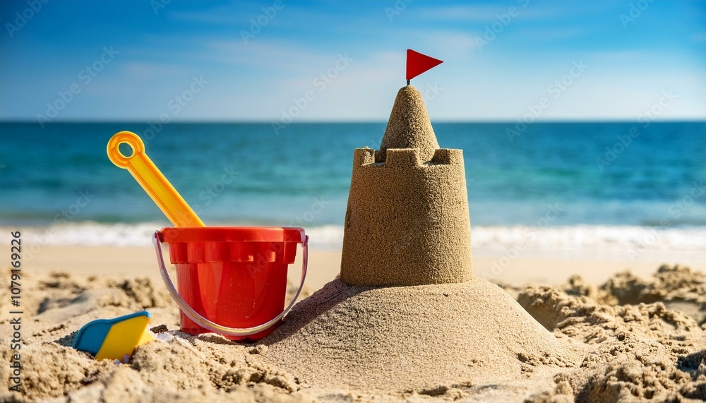 A Day at the Beach: Sandcastle, Bucket, and Blue Waters A Day at the Beach: Sandcastle, Bucket, and Blue Waters