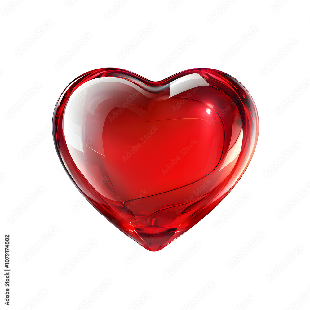 Red glossy heart isolated on transparent background Red glossy heart isolated on transparent background