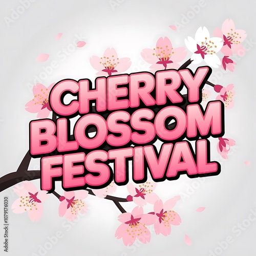 Pink Cherry Blossom Branch with 