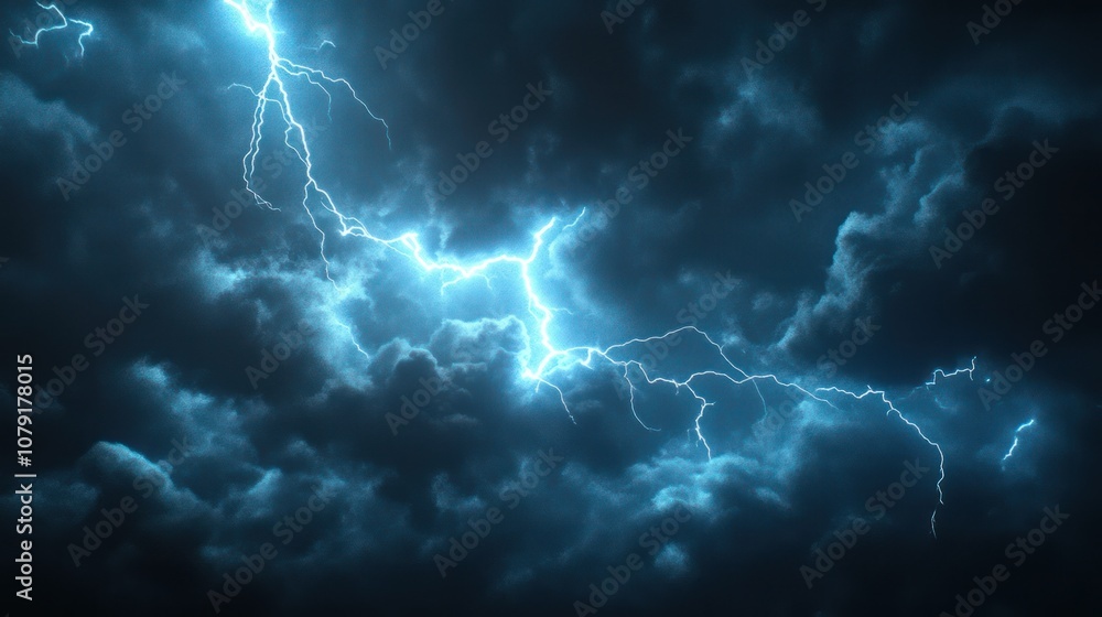 Lightning Strikes Amidst Heavy Rainfall and Dark Storm Clouds. Thunderstorm and Severe Weather Concept Lightning Strikes Amidst Heavy Rainfall and Dark Storm Clouds. Thunderstorm and Severe Weather Concept
