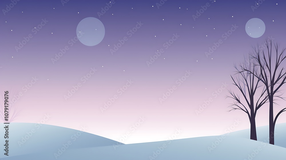 Naklejka premium Two Silhouetted Trees Under a Starry Night Sky