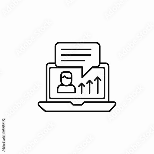 laptop online presentation growth icon sign vector