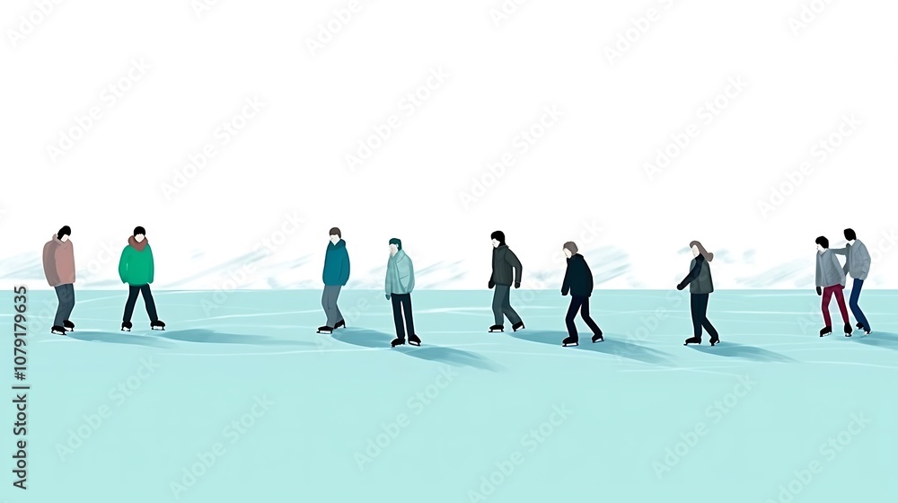 People Ice Skating on a Frozen Lake People Ice Skating on a Frozen Lake