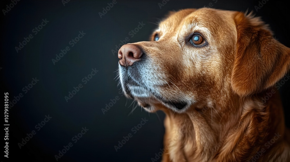 Golden Retriever Portrait Photo with Black Background Golden Retriever Portrait Photo with Black Background