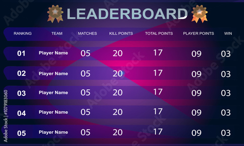game leaderboard with abstract background vector template
