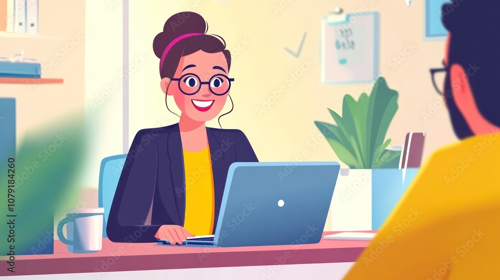 Smiling Businesswoman at Her Desk Smiling Businesswoman at Her Desk