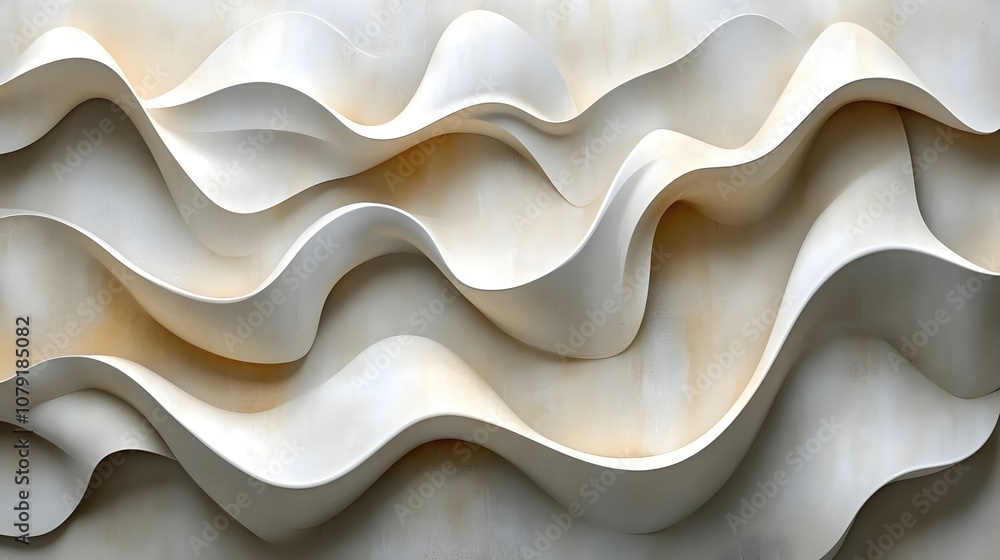 Fototapeta premium Abstract 3D White and Beige Wave Background