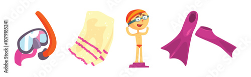 Swimmer Object and Accessory for Swimming Vector Set