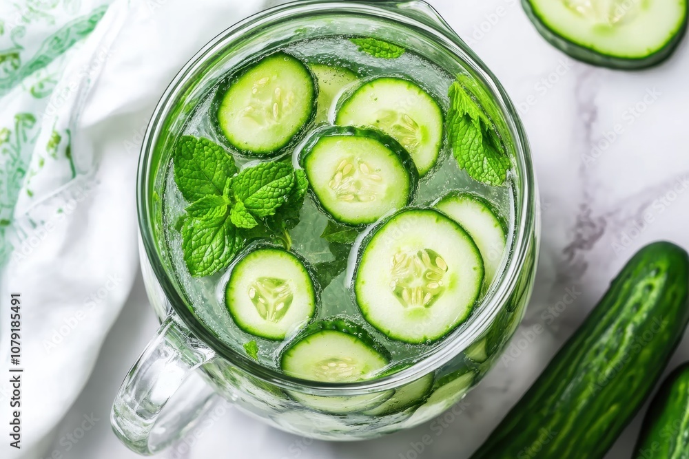 Refreshing detox water with cucumber and mint for a healthy lifestyle Refreshing detox water with cucumber and mint for a healthy lifestyle