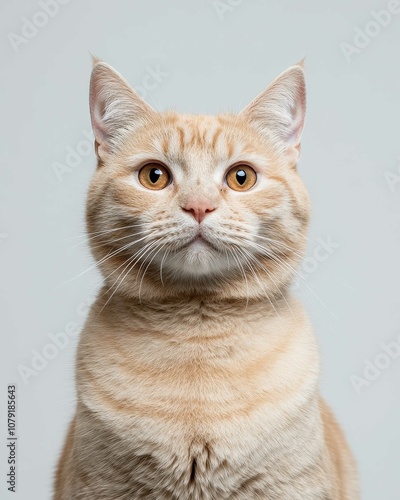 Portrait of a Scottish Fold Cat with Folded Ears and Large Round Eyes, Ideal for Cat Lovers and Breed Enthusiasts