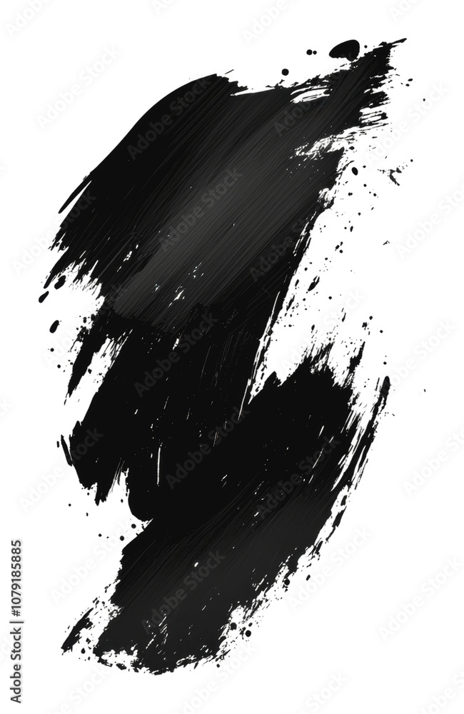 PNG Abstract black paint stroke on a white background