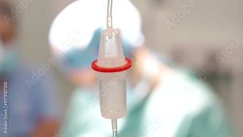 I.V. drip. Administration of anesthesia to a patient during surgery. close_up