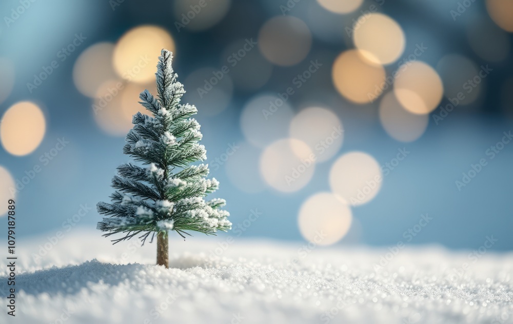 Obraz premium Winter Wonderland with Miniature Lit Christmas Tree